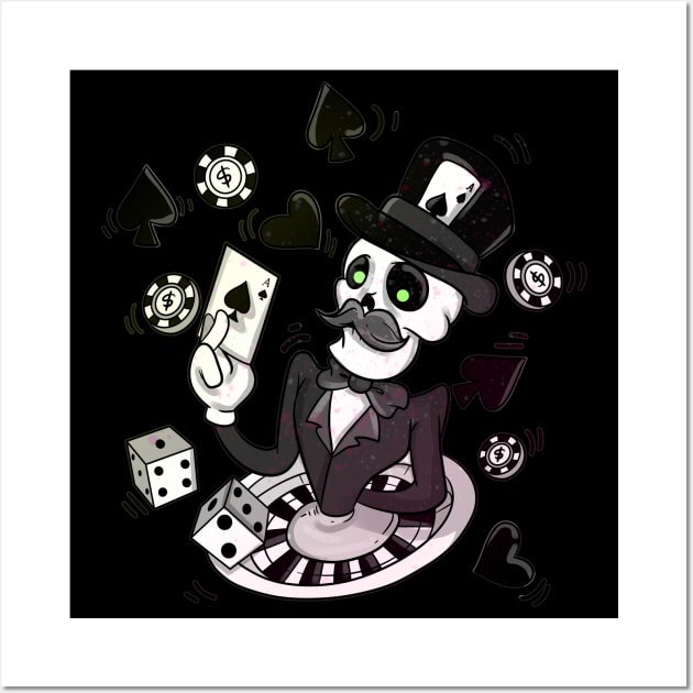 Skeleton Casino Blackjack Dealing Poker Playing Skull Wall Art by Trendy Black Sheep